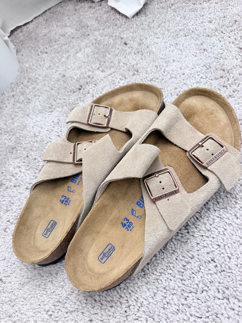 Birkenstock Arizona Suede Sandals in Taupe